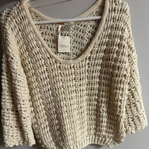 NWT Free People Open Knit Cream Sweater